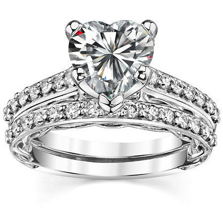 Round Brilliant Moissanite Designer Inspired Engagement Ring, 0.28ct