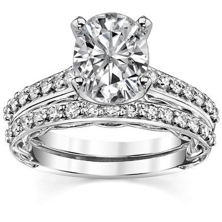 Round Brilliant Moissanite Designer Inspired Engagement Ring, 0.28ct