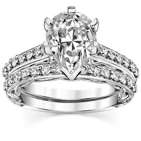 Round Brilliant Moissanite Designer Inspired Engagement Ring, 0.28ct