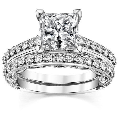 Round Brilliant Moissanite Designer Inspired Engagement Ring, 0.28ct