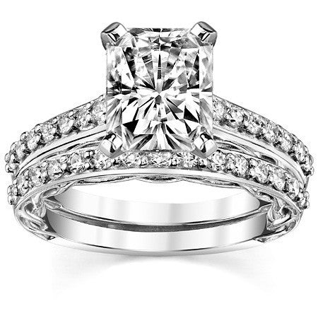 Round Brilliant Moissanite Designer Inspired Engagement Ring, 0.28ct