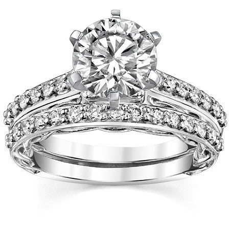 Round Brilliant Moissanite Designer Inspired Engagement Ring, 0.28ct