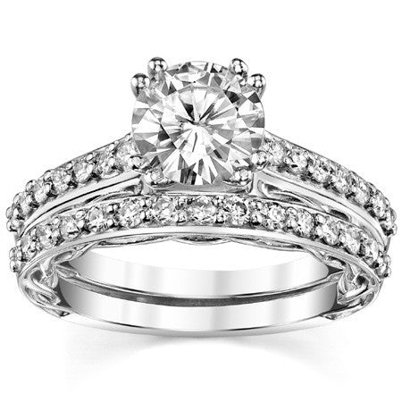 Round Brilliant Moissanite Designer Inspired Engagement Ring, 0.28ct