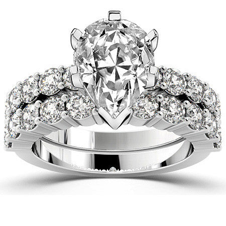 Round Brilliant Moissanite Shared-Prong Semi-Eternity Ring, 1ct