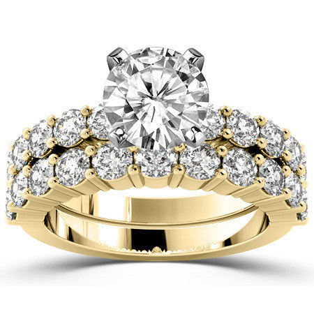 Round Brilliant Moissanite Shared-Prong Semi-Eternity Ring, 1ct