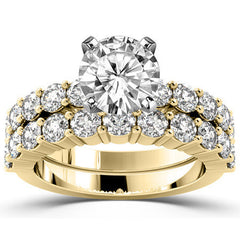 Round Brilliant Moissanite Shared-Prong Semi-Eternity Ring, 1ct