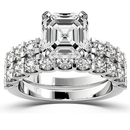 Moissanite U-Shaped Shared-Prong Semi-Eternity Ring (1.0ct)