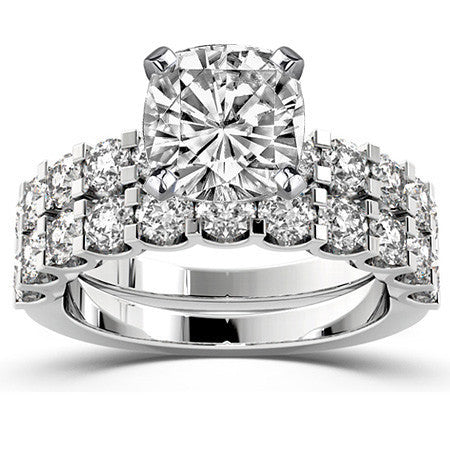 Moissanite U-Shaped Shared-Prong Semi-Eternity Ring (1.0ct)