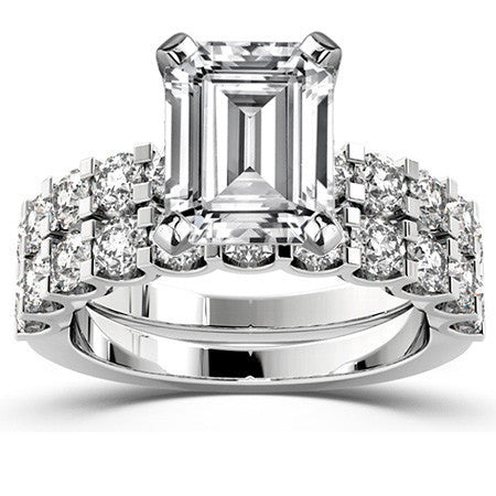 Moissanite U-Shaped Shared-Prong Semi-Eternity Ring (1.0ct)