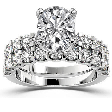 Moissanite U-Shaped Shared-Prong Semi-Eternity Ring (1.0ct)