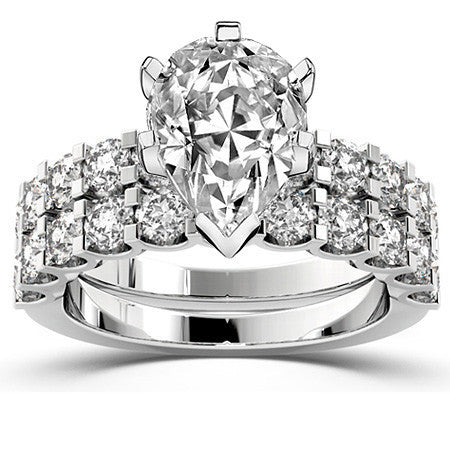 Moissanite U-Shaped Shared-Prong Semi-Eternity Ring (1.0ct)
