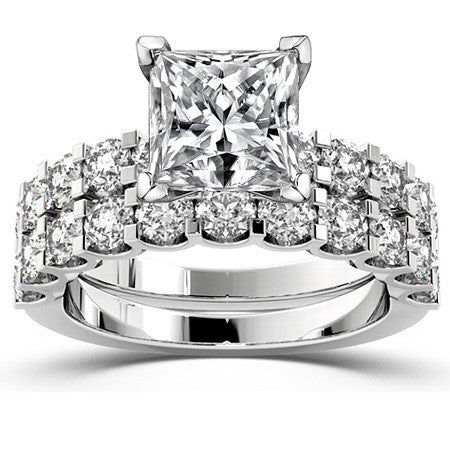 Moissanite U-Shaped Shared-Prong Semi-Eternity Ring (1.0ct)