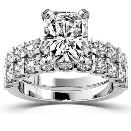 Moissanite U-Shaped Shared-Prong Semi-Eternity Ring (1.0ct)