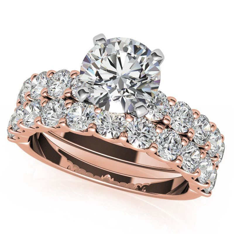 Moissanite U-Shaped Shared-Prong Semi-Eternity Ring (1.0ct)
