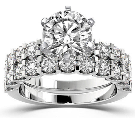 Moissanite U-Shaped Shared-Prong Semi-Eternity Ring (1.0ct)