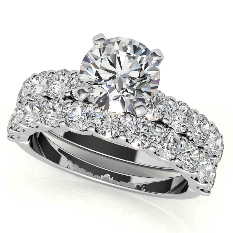 Moissanite U-Shaped Shared-Prong Semi-Eternity Ring (1.0ct)
