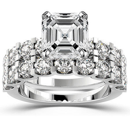Moissanite U-Shaped Shared-Prong Semi-Eternity Ring, 1.2ct