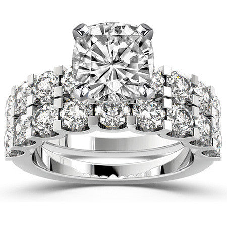 Moissanite U-Shaped Shared-Prong Semi-Eternity Ring, 1.2ct