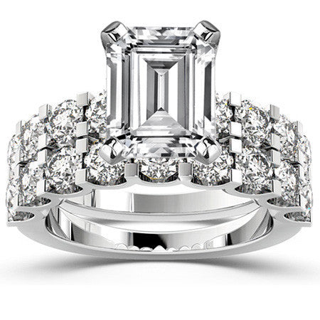Moissanite U-Shaped Shared-Prong Semi-Eternity Ring, 1.2ct