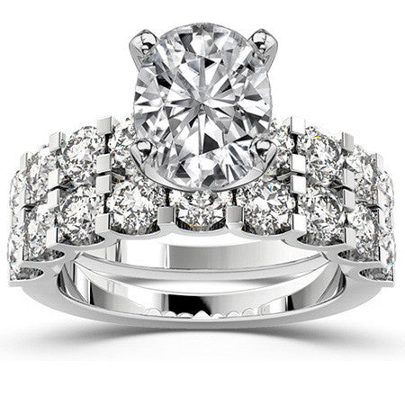 Moissanite U-Shaped Shared-Prong Semi-Eternity Ring, 1.2ct