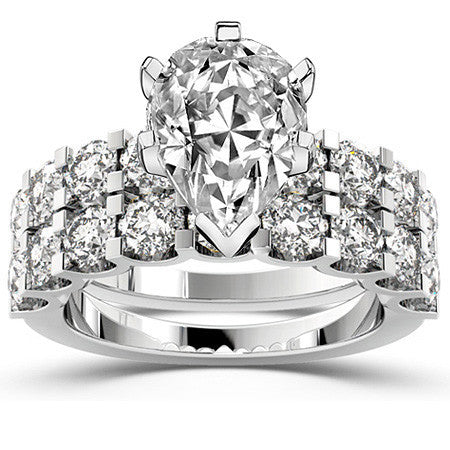 Moissanite U-Shaped Shared-Prong Semi-Eternity Ring, 1.2ct