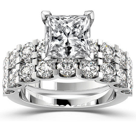 Moissanite U-Shaped Shared-Prong Semi-Eternity Ring, 1.2ct
