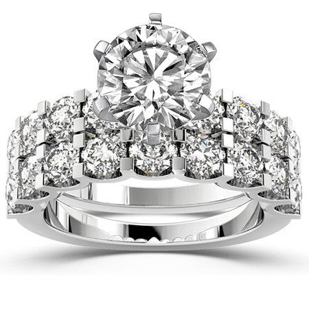 Moissanite U-Shaped Shared-Prong Semi-Eternity Ring, 1.2ct