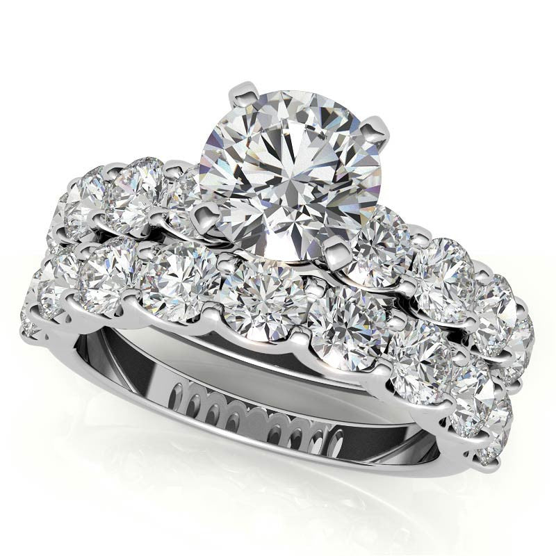 Moissanite U-Shaped Shared-Prong Semi-Eternity Ring, 1.2ct