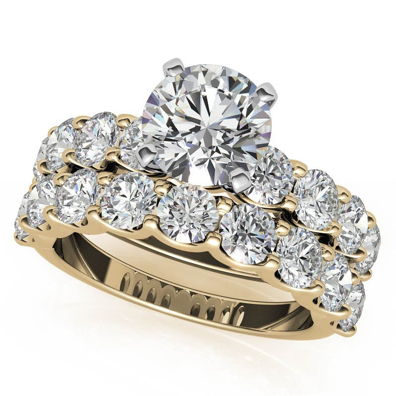 Moissanite U-Shaped Shared-Prong Semi-Eternity Ring, 1.2ct