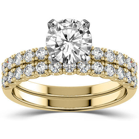 Round Brilliant Moissanite 4-Prong Set Semi-Eternity Ring (0.36ct)