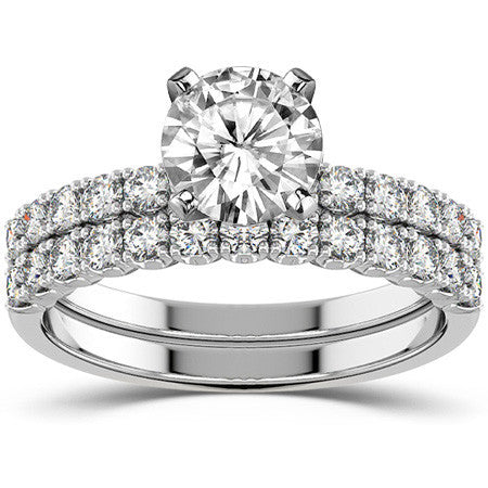 Round Brilliant Moissanite 4-Prong Set Semi-Eternity Ring (0.36ct)