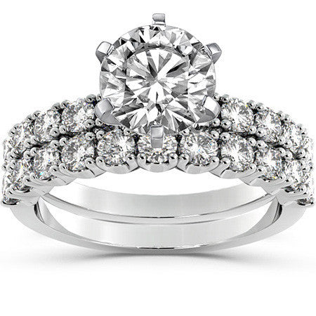 Round Brilliant Moissanite 4-Prong Set Semi-Eternity Ring (0.60ct)