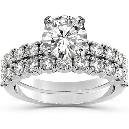 Round Brilliant Moissanite 4-Prong Set Semi-Eternity Ring (0.60ct)