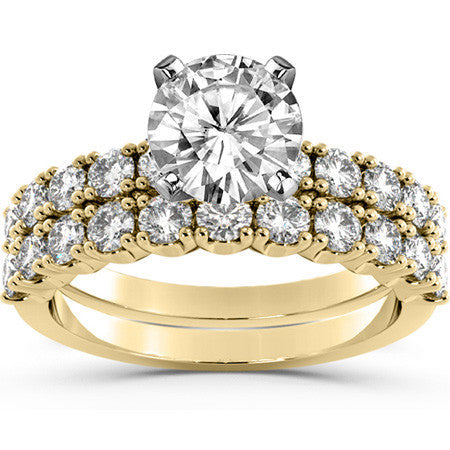 Round Brilliant Moissanite 4-Prong Set Semi-Eternity Ring (0.60ct)