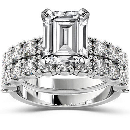 Round Brilliant Moissanite 4-Prong Set Semi-Eternity Ring, 1ct