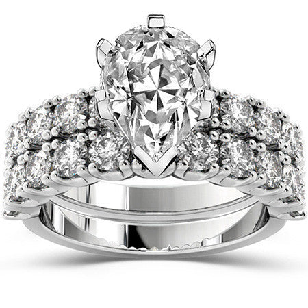 Round Brilliant Moissanite 4-Prong Set Semi-Eternity Ring, 1ct