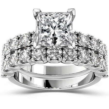 Round Brilliant Moissanite 4-Prong Set Semi-Eternity Ring, 1ct