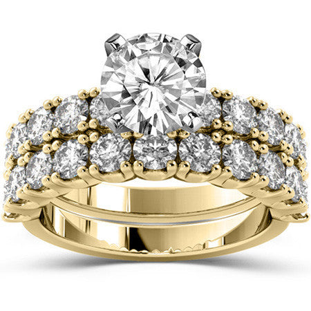 Round Brilliant Moissanite 4-Prong Set Semi-Eternity Ring, 1ct