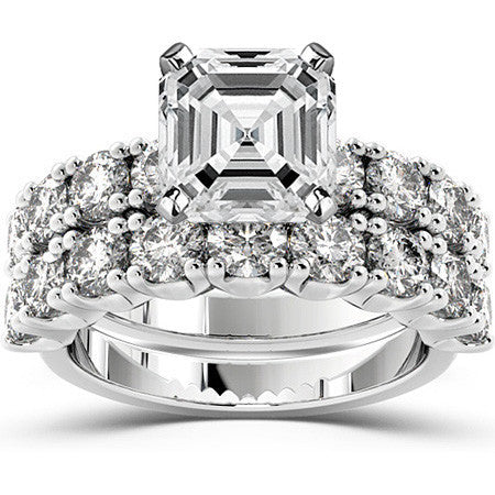 Round Brilliant Moissanite 4-Prong Set Semi-Eternity Ring, 1.2ct