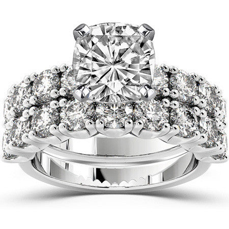 Round Brilliant Moissanite 4-Prong Set Semi-Eternity Ring, 1.2ct