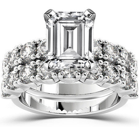 Round Brilliant Moissanite 4-Prong Set Semi-Eternity Ring, 1.2ct