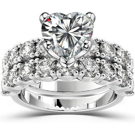 Round Brilliant Moissanite 4-Prong Set Semi-Eternity Ring, 1.2ct