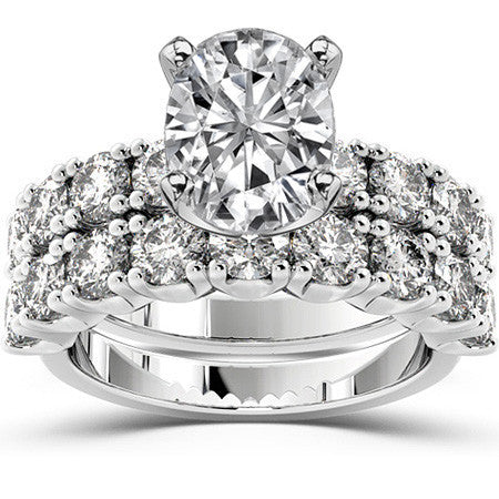 Round Brilliant Moissanite 4-Prong Set Semi-Eternity Ring, 1.2ct