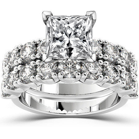 Round Brilliant Moissanite 4-Prong Set Semi-Eternity Ring, 1.2ct