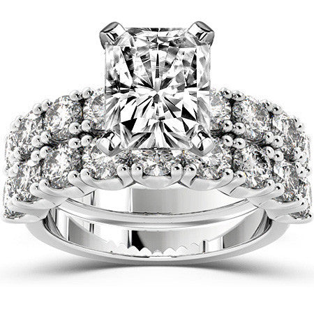 Round Brilliant Moissanite 4-Prong Set Semi-Eternity Ring, 1.2ct