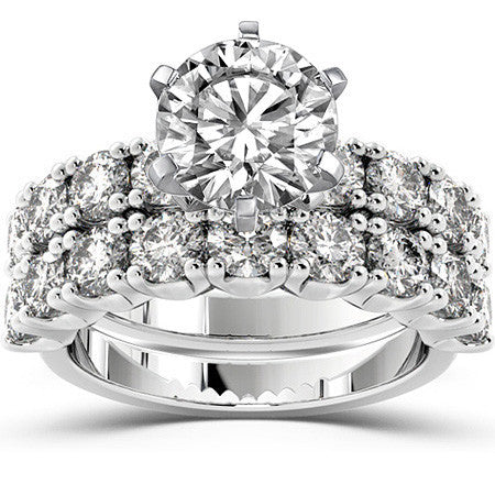 Round Brilliant Moissanite 4-Prong Set Semi-Eternity Ring, 1.2ct