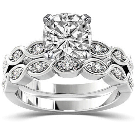Round Brilliant Moissanite Infinity Style Semi-Eternity Ring (0.12ct)
