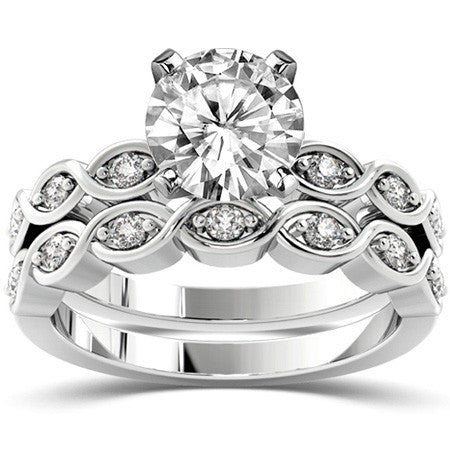 Round Brilliant Moissanite Infinity Style Semi-Eternity Ring (0.12ct)
