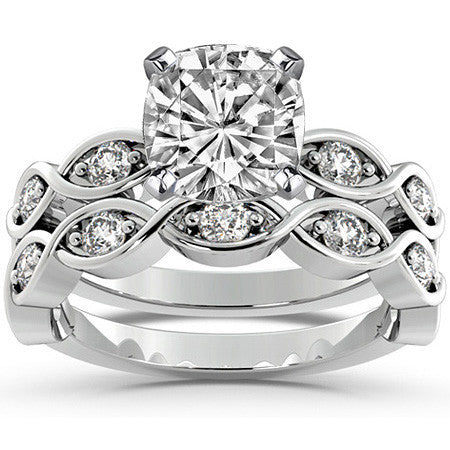 Round Brilliant Moissanite Infinity Style Semi-Eternity Ring (0.36ct)