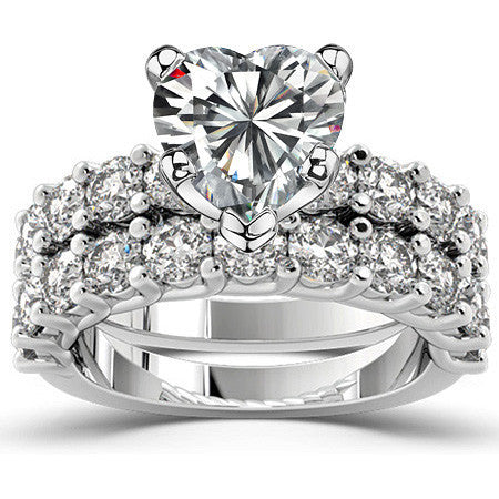 Round Brilliant Moissanite Shared Prong Trellis Semi-Eternity Ring, 1ct